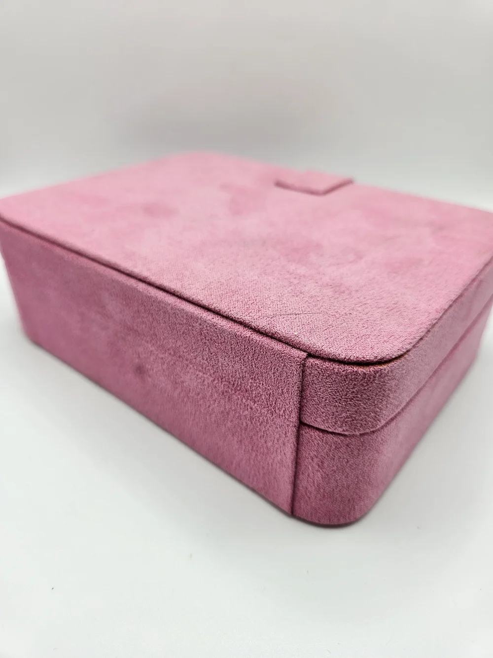 Mele & Co Pink Faux Suede Jewelry Two Tier Vanity Travel Case Organizer